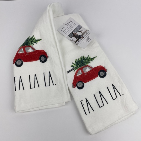 Rae Dunn Christmas Kitchen Towels 2 pc FA LA LA 🎄